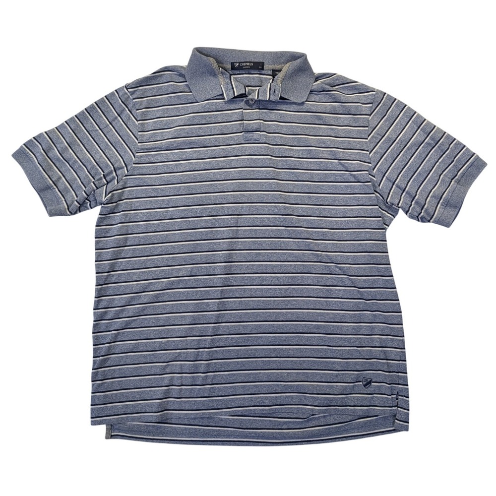 Daniel Cremieux Classics Gray & Blue Striped 1/4 Button Polo Men's Size L VTG‎